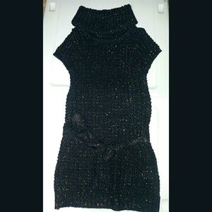Pink Angel Girls Crocheted Sweater Dress Navy